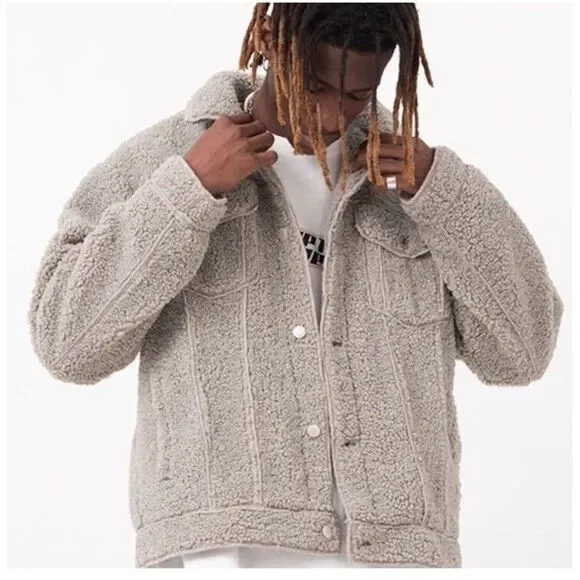 Smiley Sherpa Jacket Cashmere Rabbit Hair Men's Small (fits loose) - Picture 2 of 16